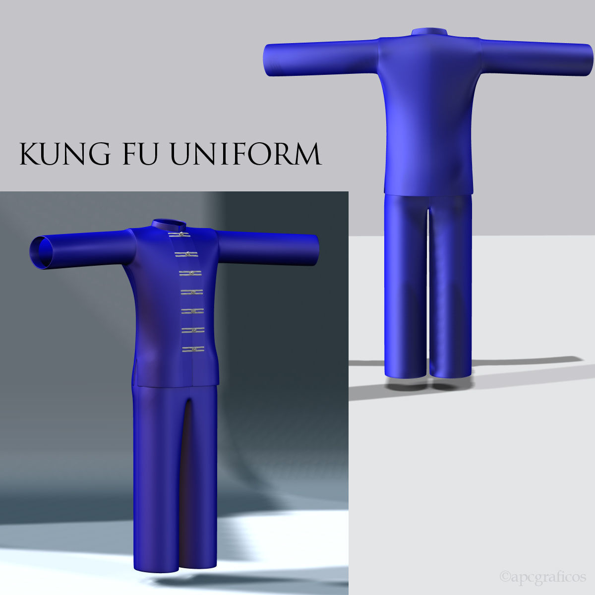 Kunf Fu Uniform 3D model_4