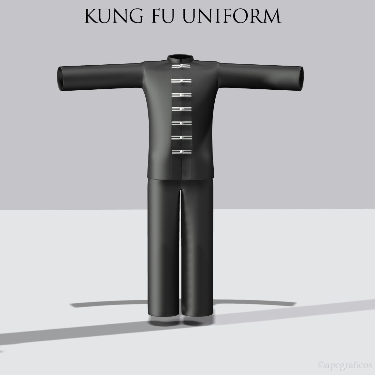 Kunf Fu Uniform 3D model_1