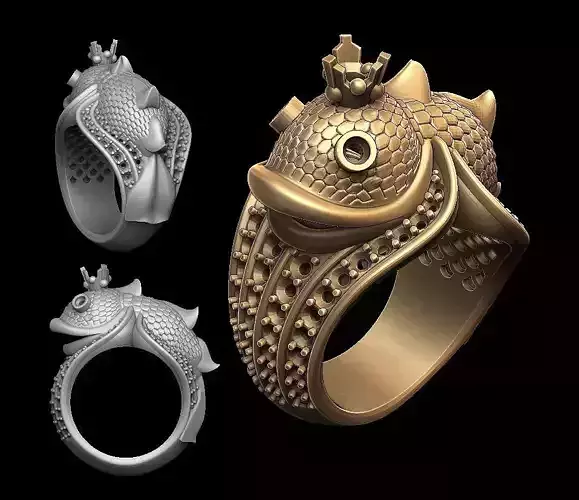 Golden Fish Ring 3D print model