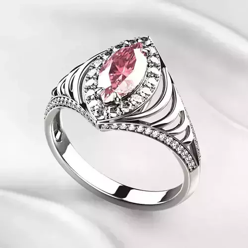 Pink Sapphire Marquise  Gold Ring
