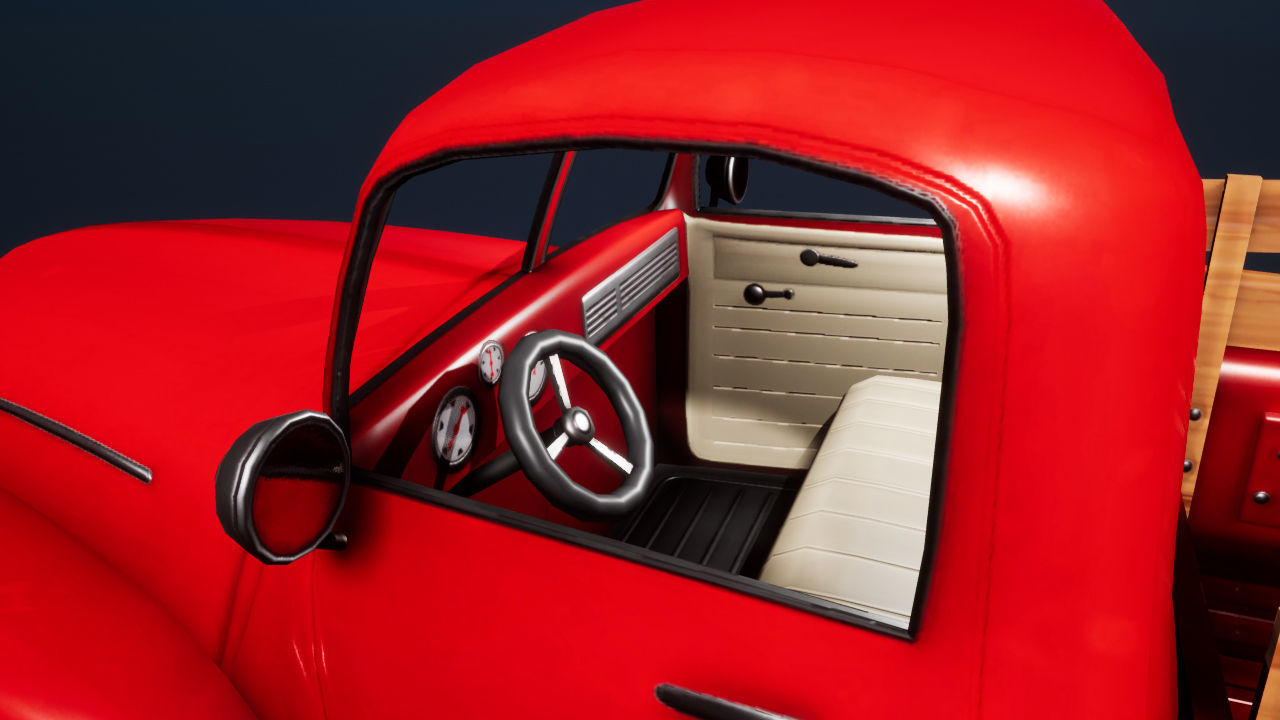 Classic farm pickup truck Low-poly 3D model_4