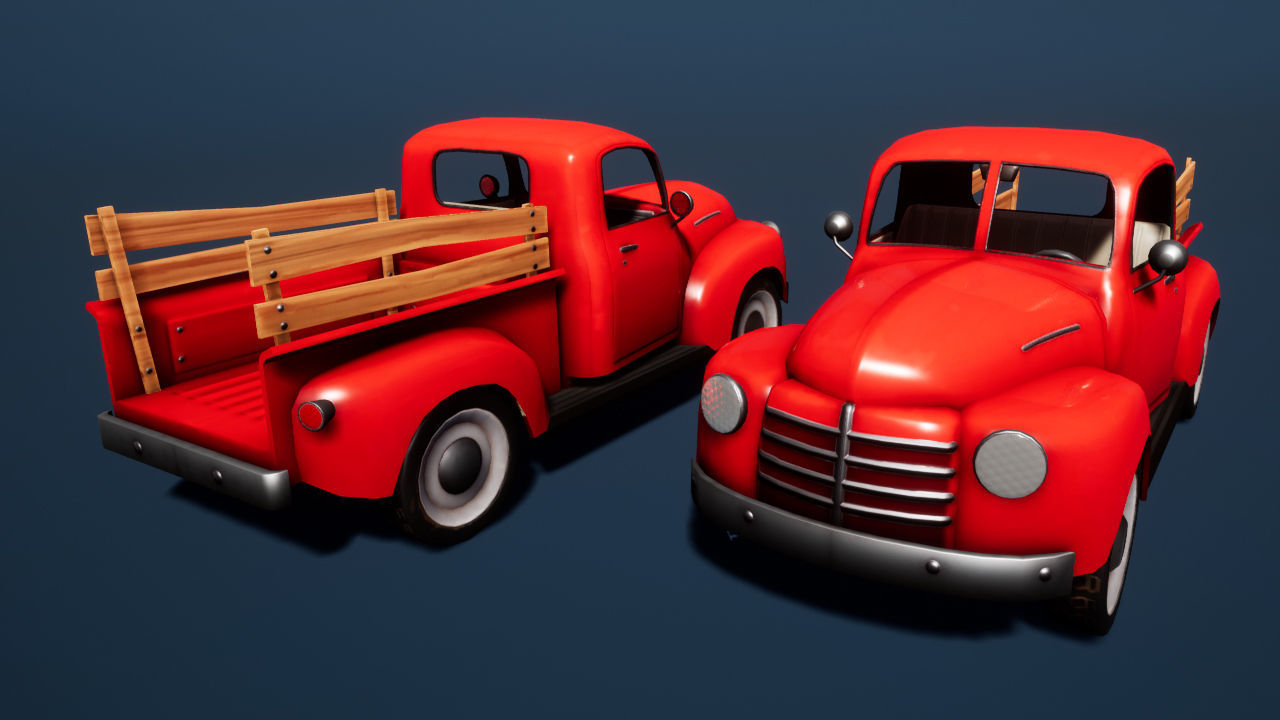 Classic farm pickup truck Low-poly 3D model_3