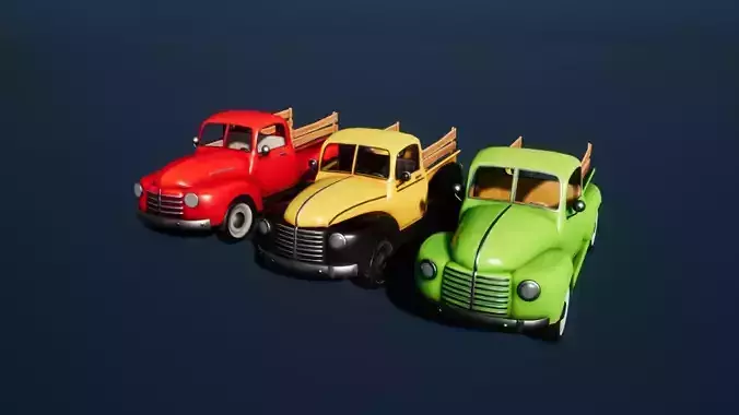Classic farm pickup truck Low-poly 3D model