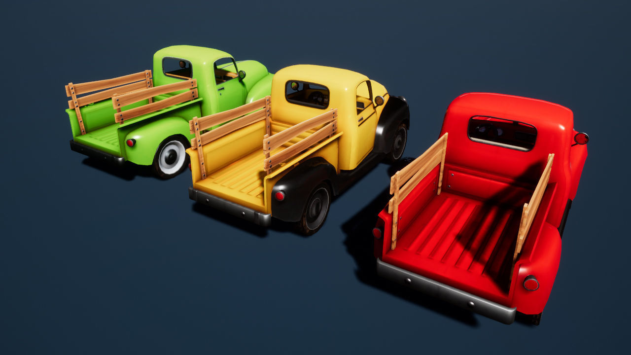 Classic farm pickup truck Low-poly 3D model_2