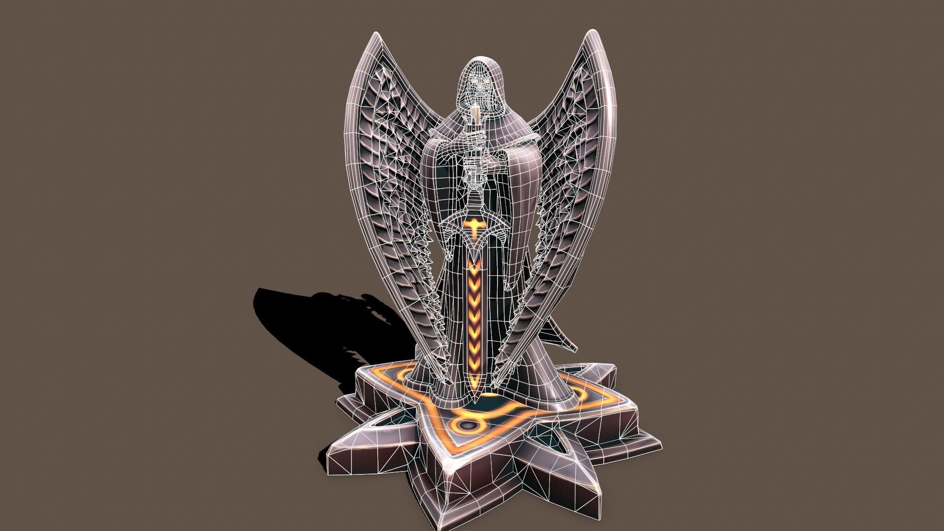 Statue Man Keeper Low-poly 3D model_6