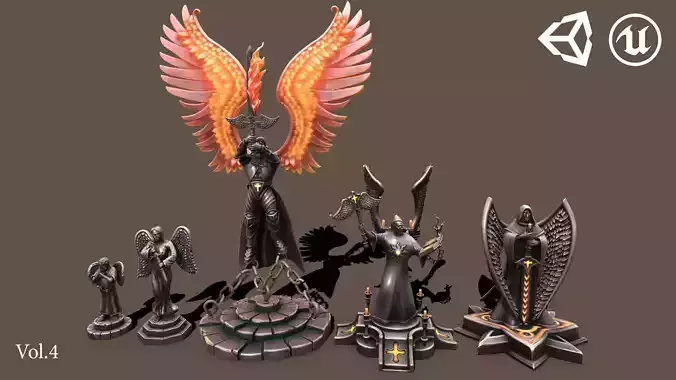Dark Statues Low-poly 3D model