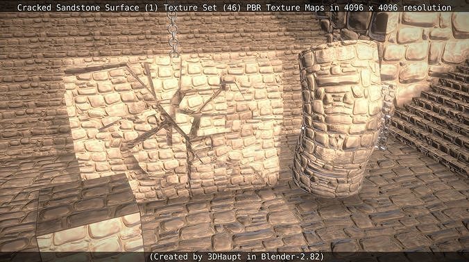 Cracked Sandstone Surface -1- Texture Set -46- Texture