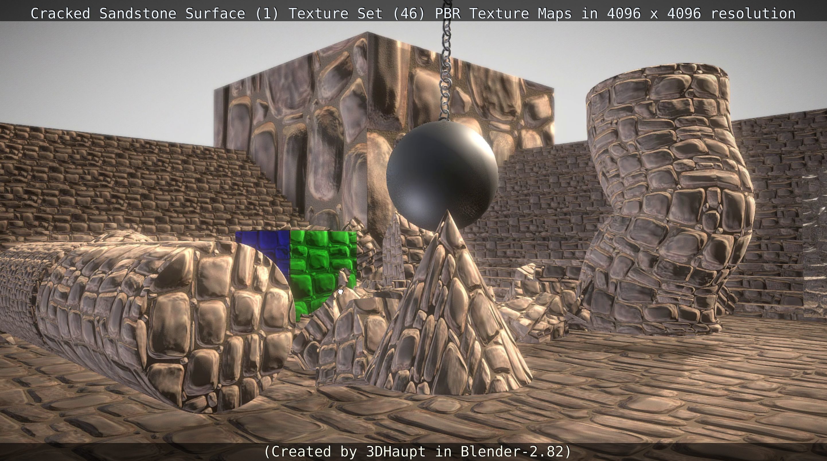 Cracked Sandstone Surface -1- Texture Set -46- Texture_48