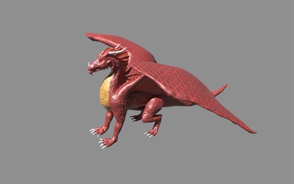 Cartoony red dragon 3D model_6