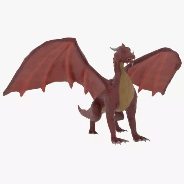 Cartoony red dragon 3D model_0