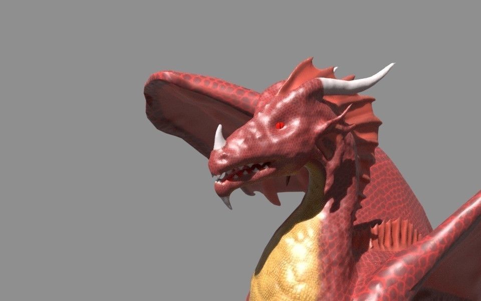 Cartoony red dragon 3D model_9