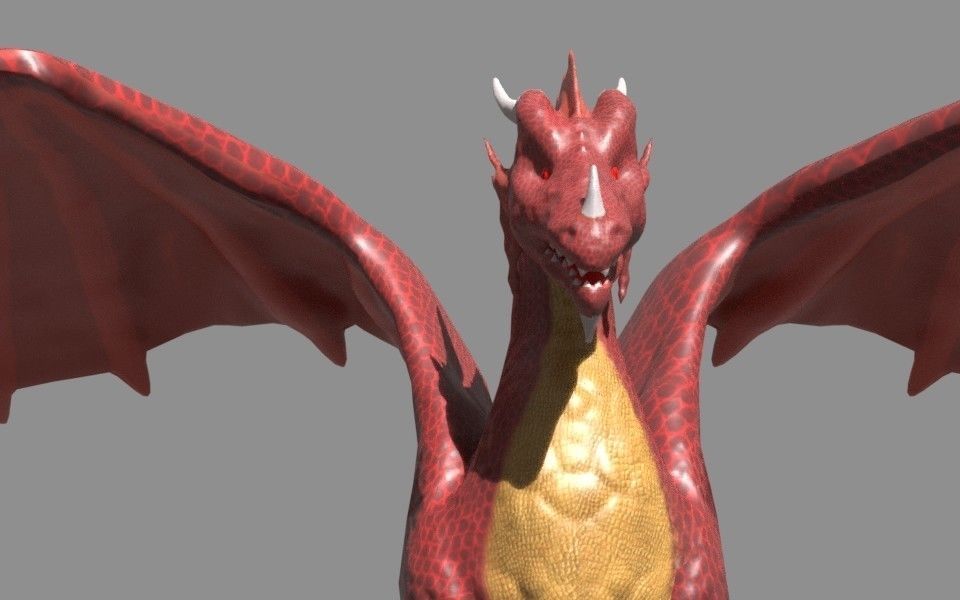 Cartoony red dragon 3D model_8