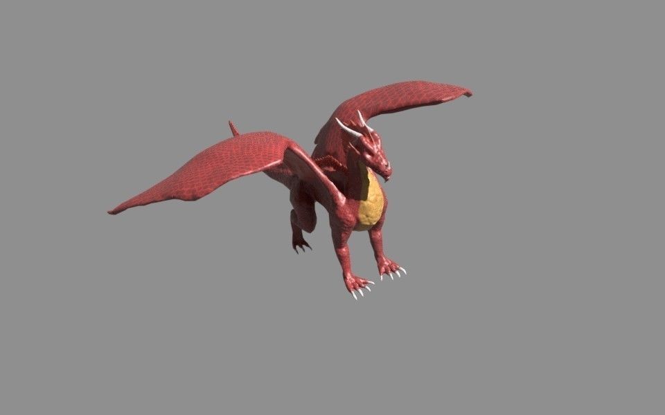 Cartoony red dragon 3D model_7