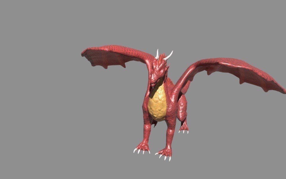 Cartoony red dragon 3D model_5