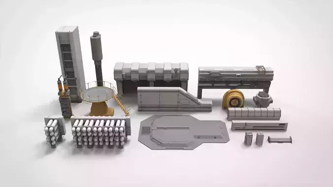 sci-fi Architecture kitbash 14 3D model