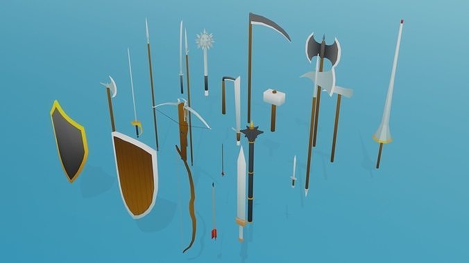 Low Poly Stylized Medieval Weapons Pack Low-poly 3D model