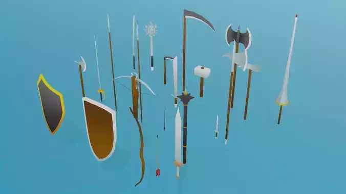 Low Poly Stylized Medieval Weapons Pack Low-poly 3D model