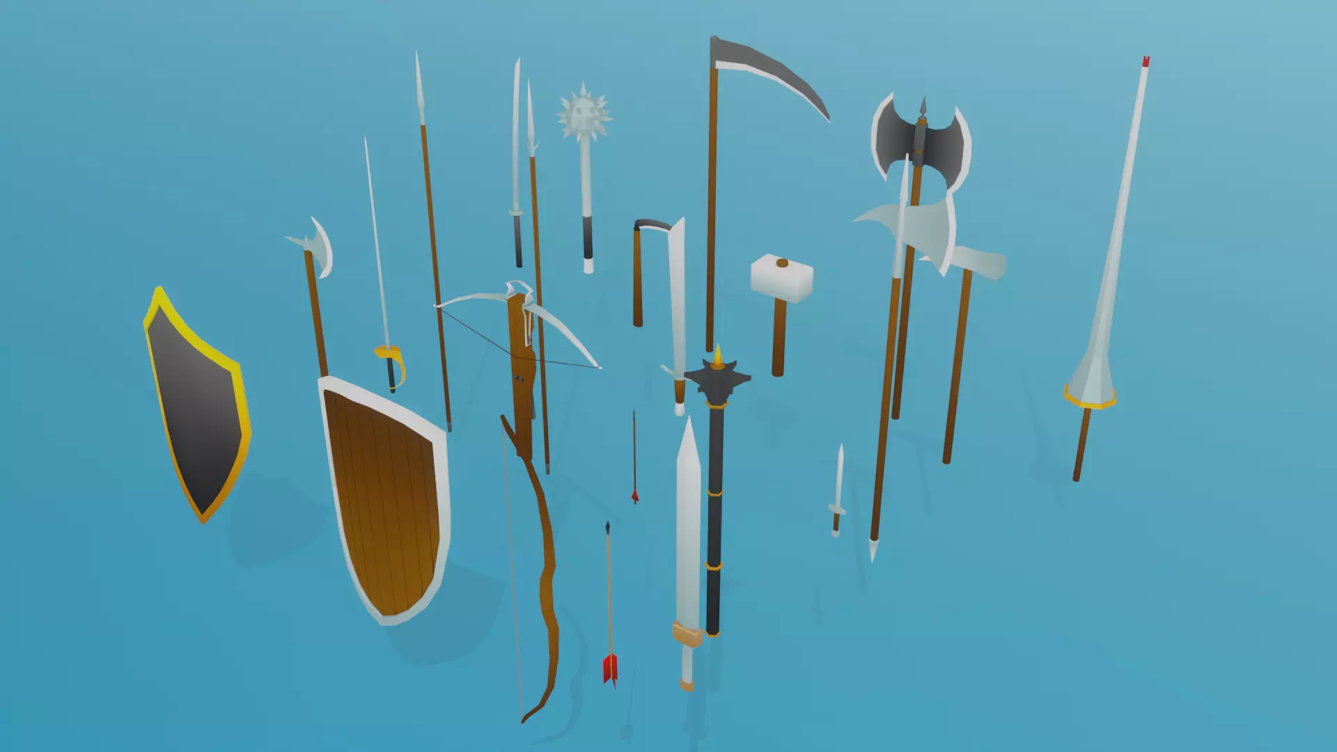 Low Poly Stylized Medieval Weapons Pack Low-poly 3D model_0