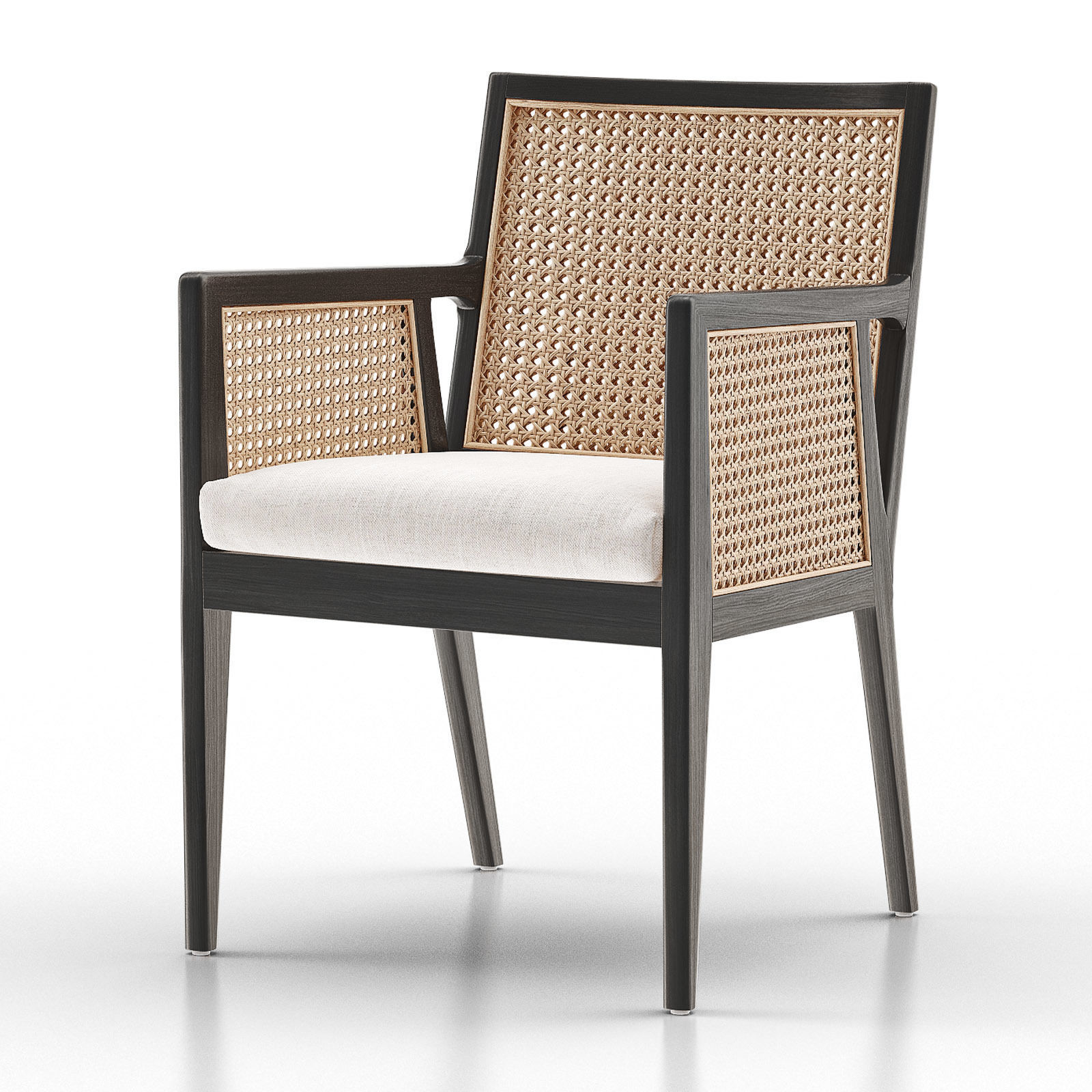 PB LISBON Cane Dining Chair and Armchair 3D model_1