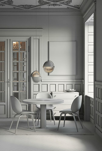 Vintage room by Gubi interior scene 3D model 2