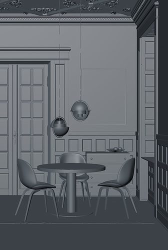 Vintage room by Gubi interior scene 3D model 4
