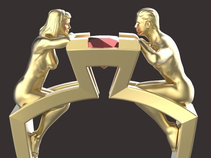 lover ring Silver Gold  Print 3D print model_3