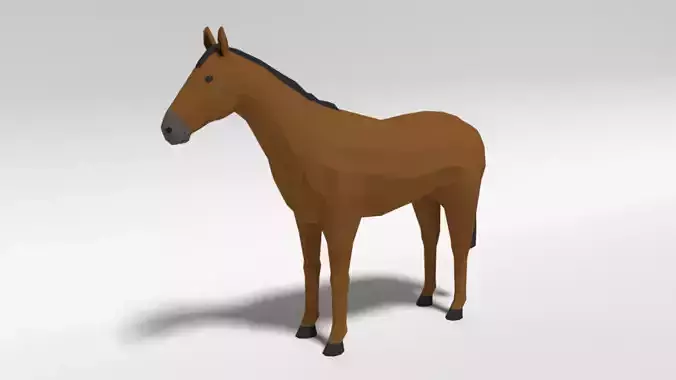 Low Poly Cartoon Horse 
