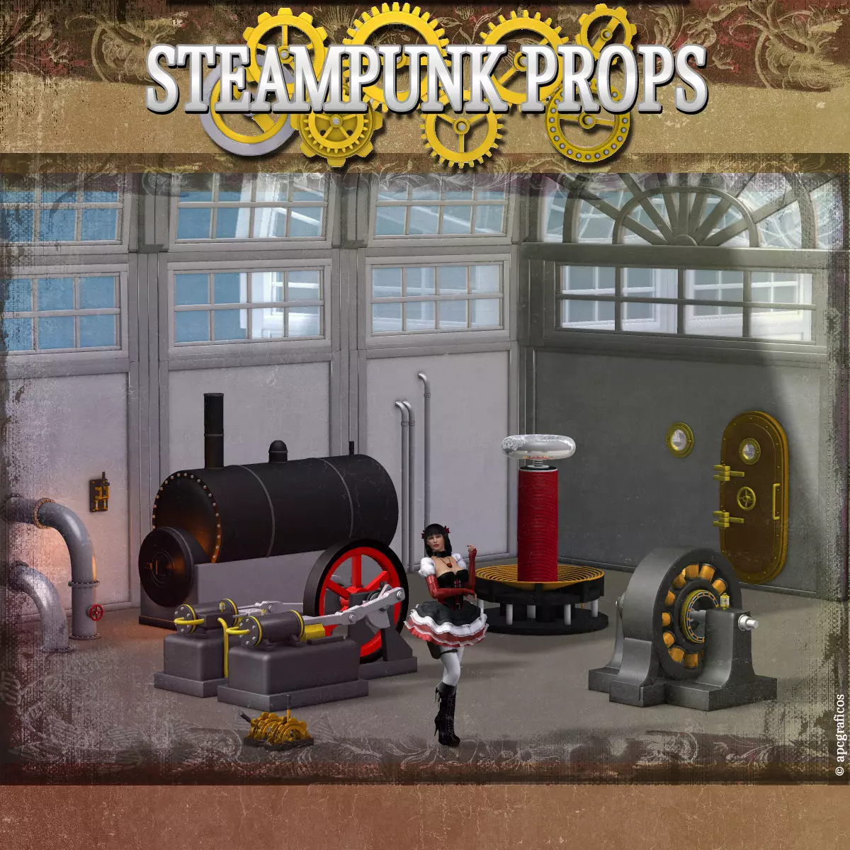Steampunk Props Poser version 3D model