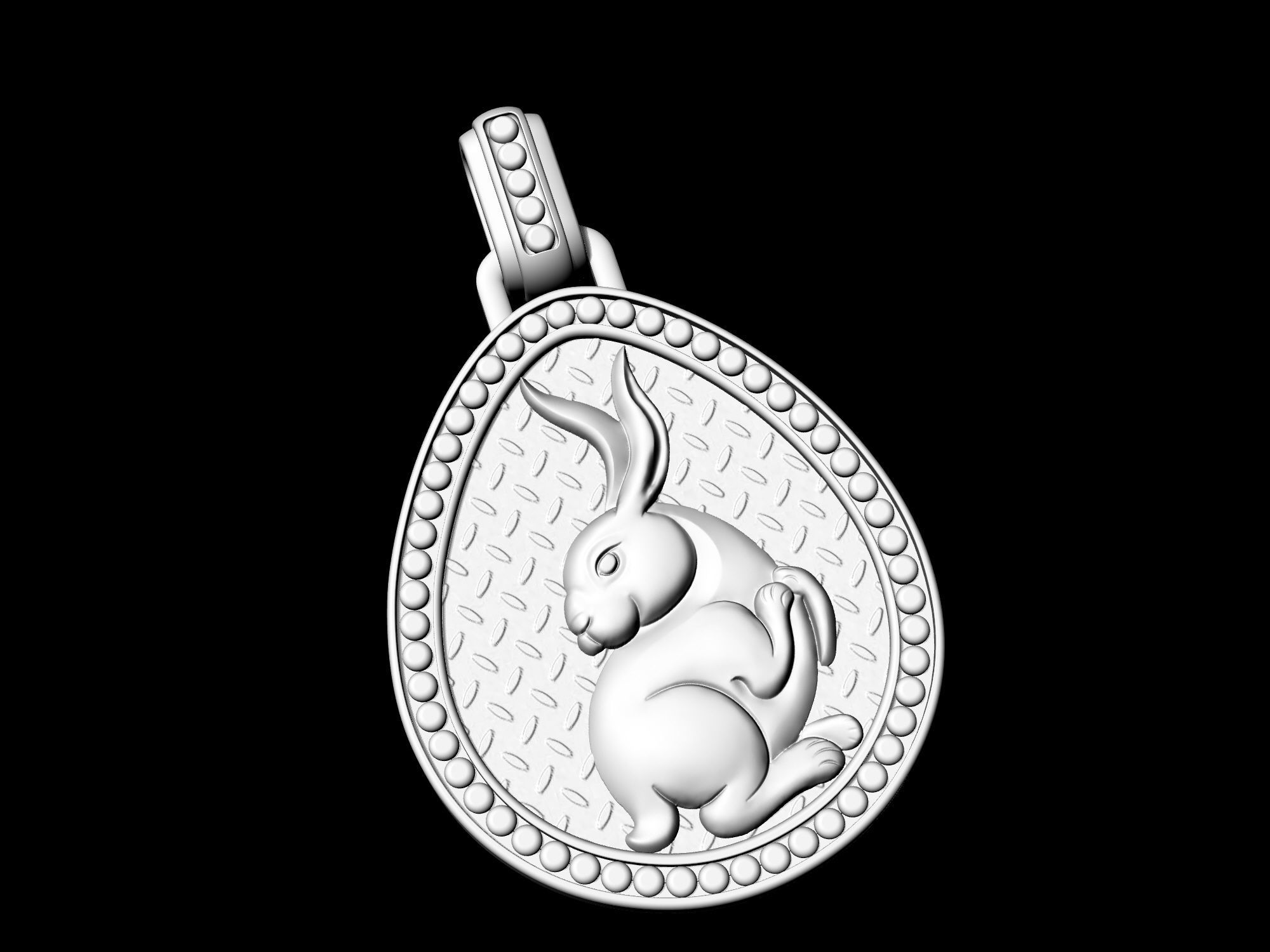 Bunny in Easter egg Pendant 3D print model_4