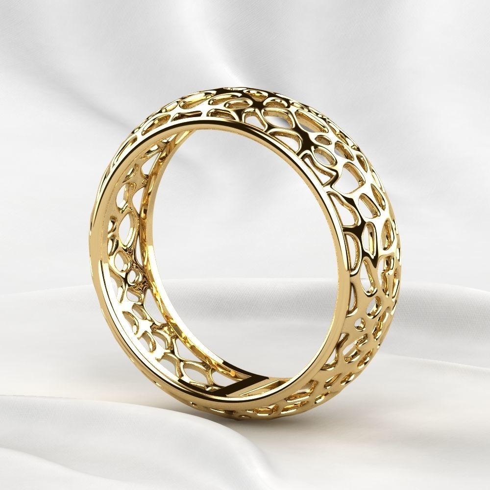 Voronoi Style Wedding Rings 3D print model_23