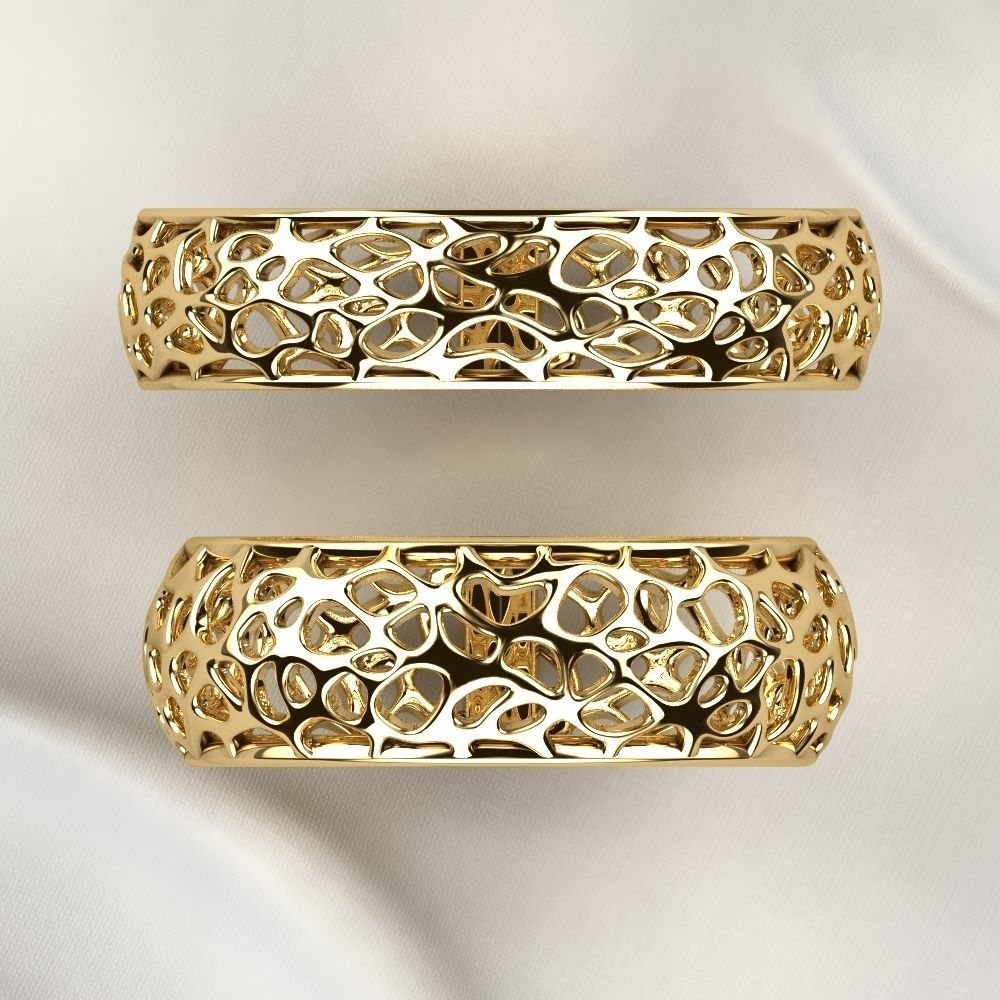 Voronoi Style Wedding Rings 3D print model_17
