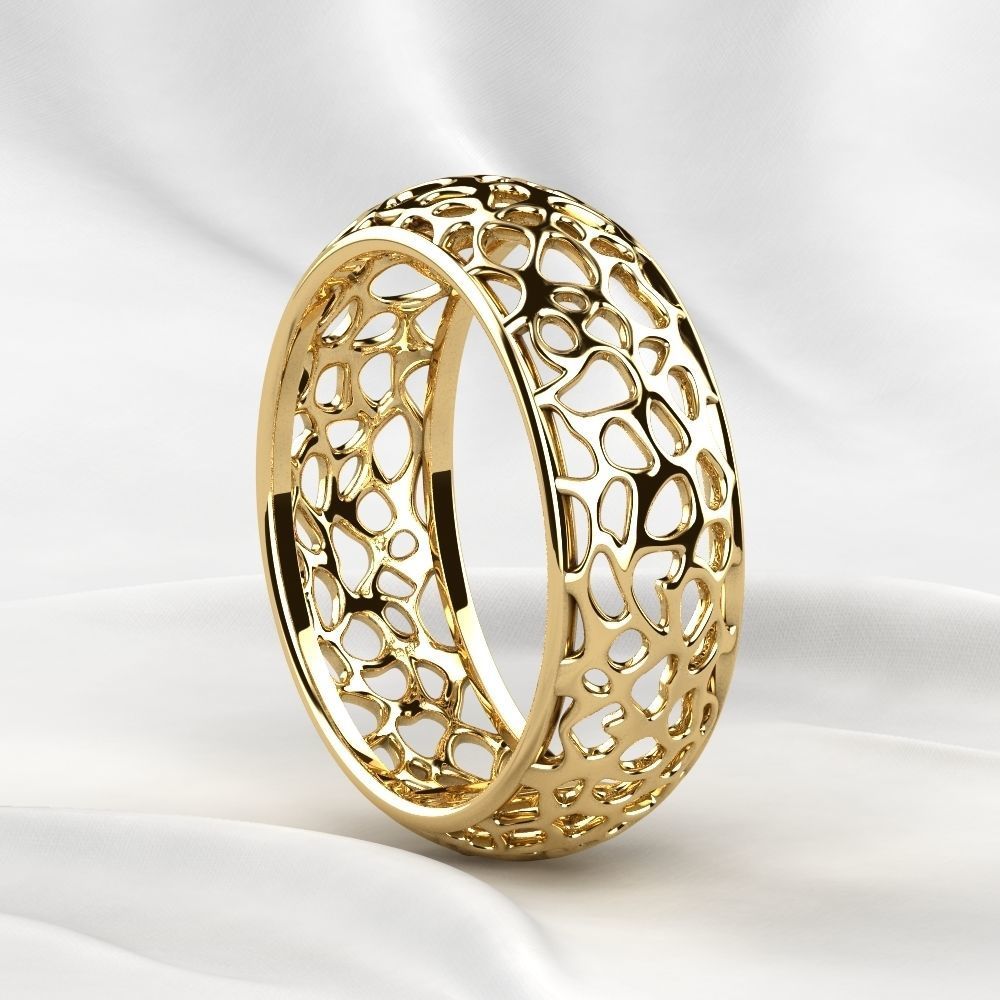 Voronoi Style Wedding Rings 3D print model_24