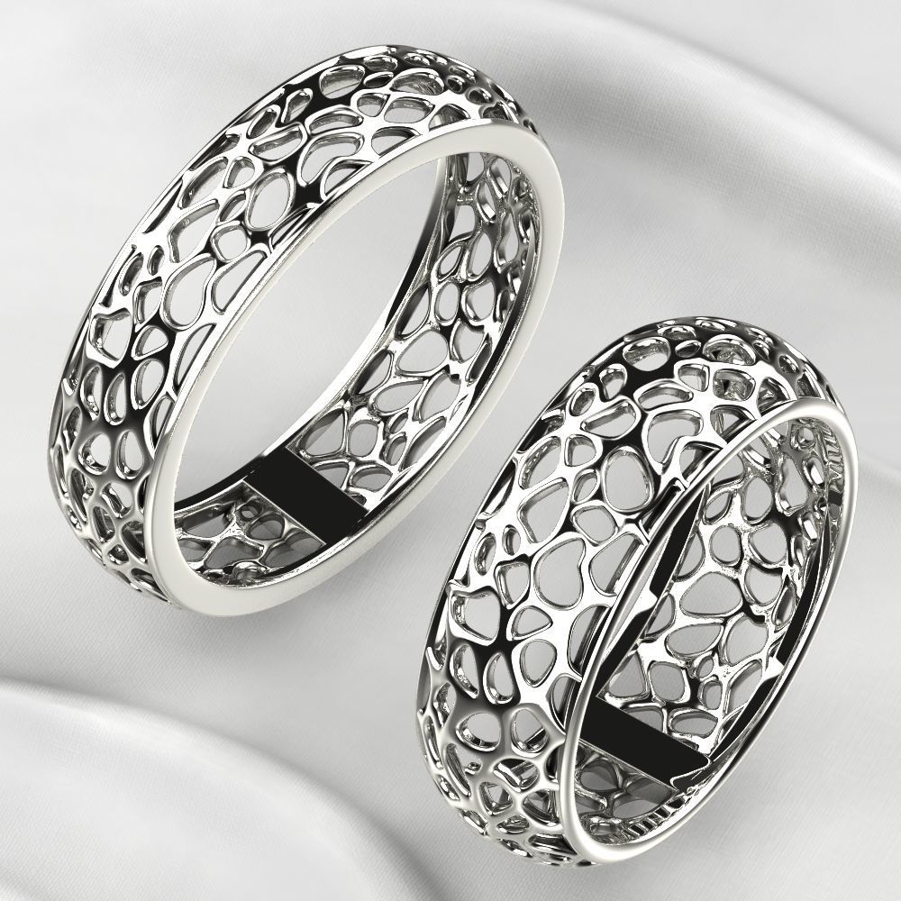 Voronoi Style Wedding Rings 3D print model_13