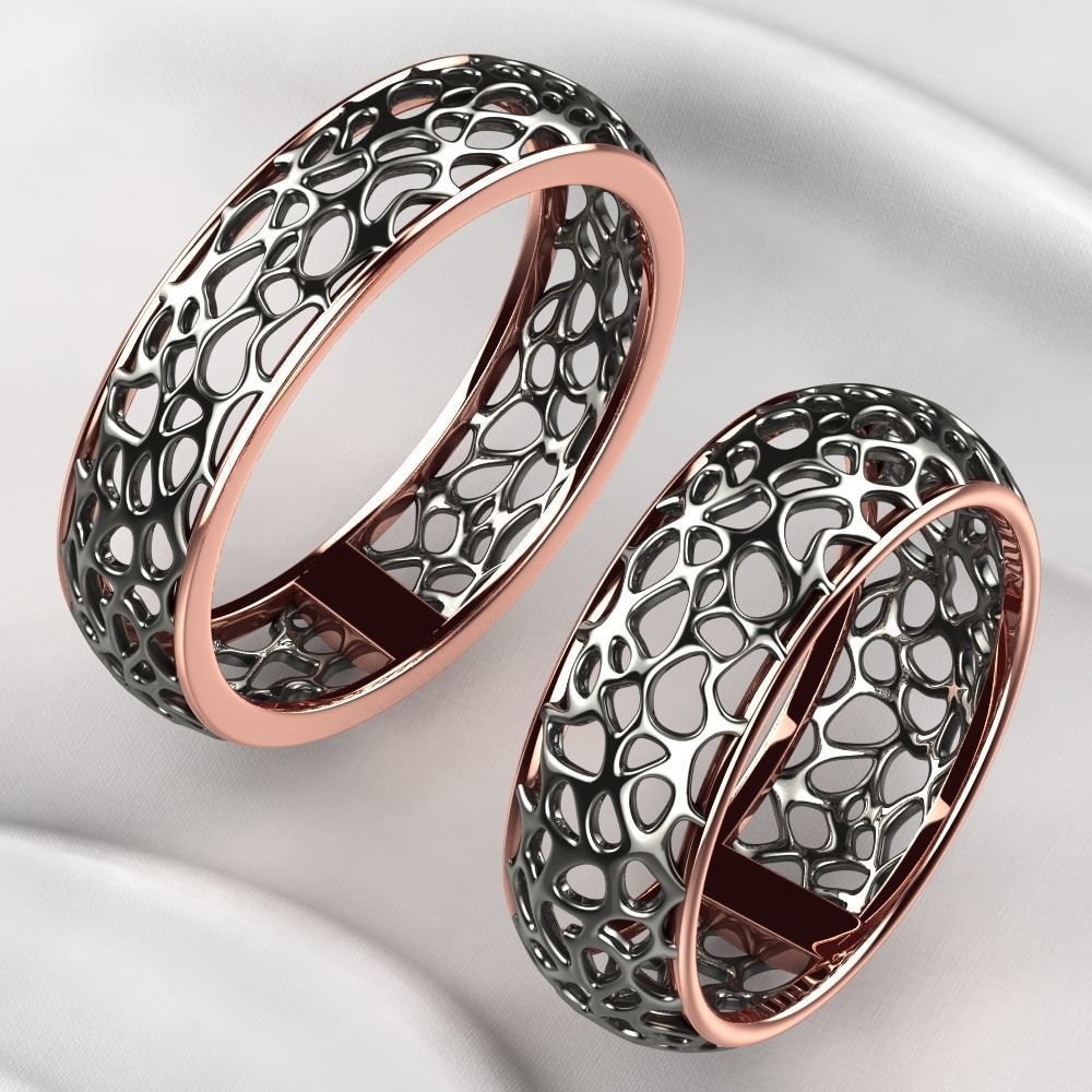 Voronoi Style Wedding Rings 3D print model_10