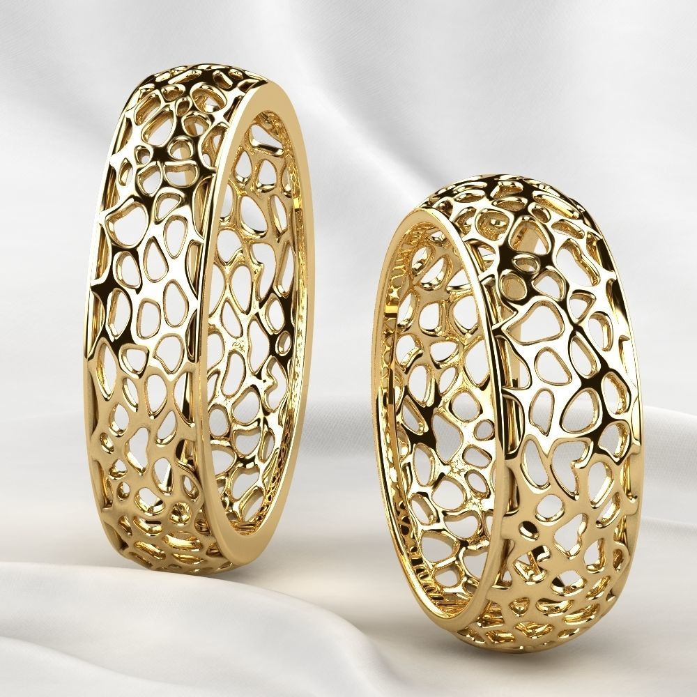 Voronoi Style Wedding Rings 3D print model_26