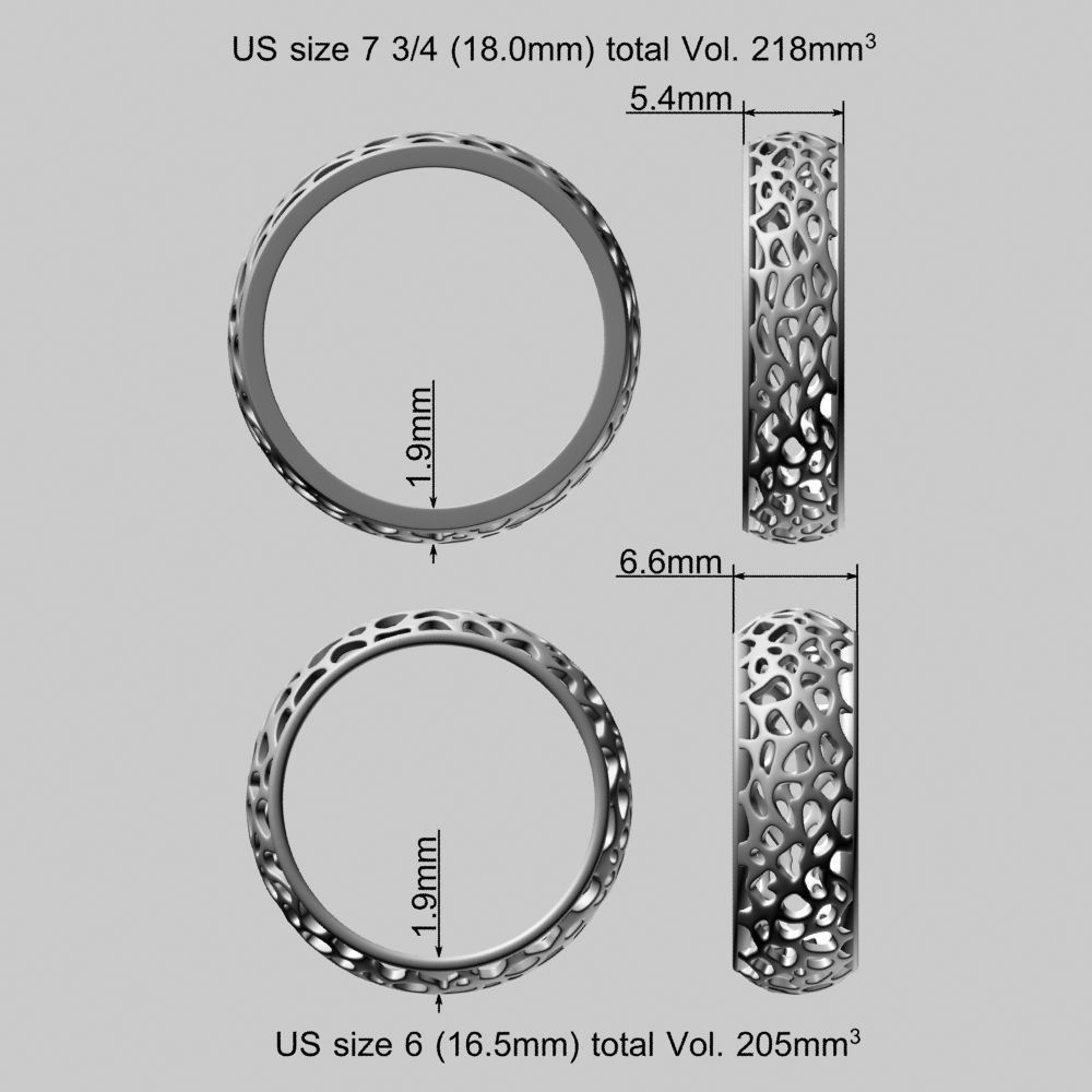 Voronoi Style Wedding Rings 3D print model_27