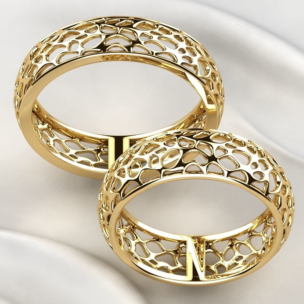 Voronoi Style Wedding Rings 3D print model_6