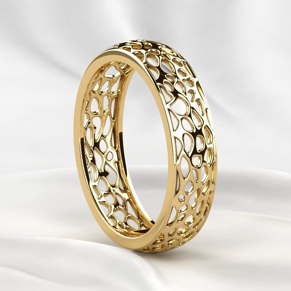Voronoi Style Wedding Rings 3D print model_20