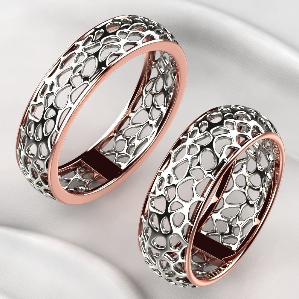 Voronoi Style Wedding Rings 3D print model_9