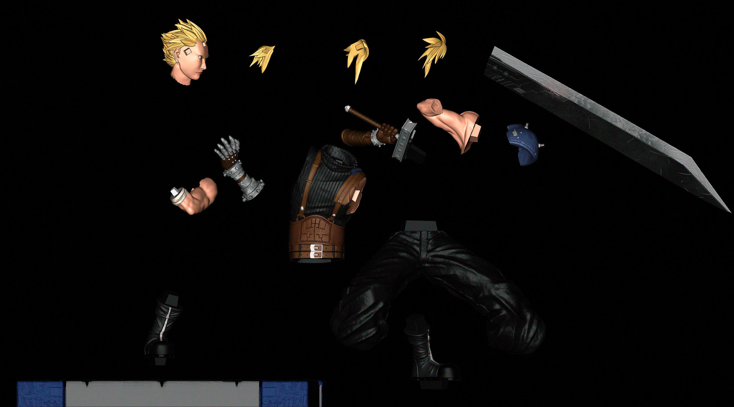 Cloud Strife Final Fantasy 7 REMAKE 3D print model_6