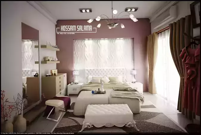 Modern bedroom scene 3D model Bed room 1 Free 3D model