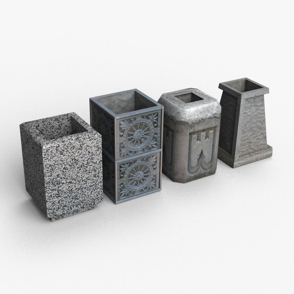 Trash Bins Low-poly 3D model_1
