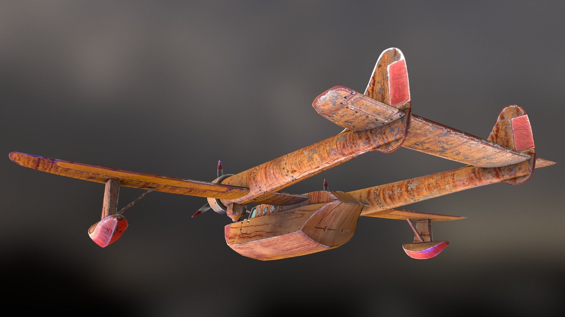 Plane TaleSpin Low-poly 3D model_14