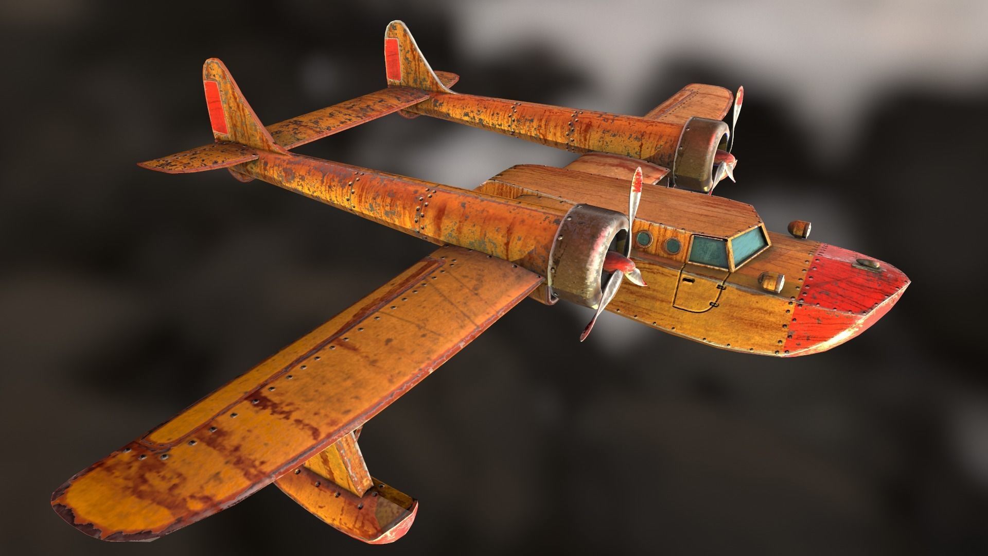 Plane TaleSpin Low-poly 3D model_8