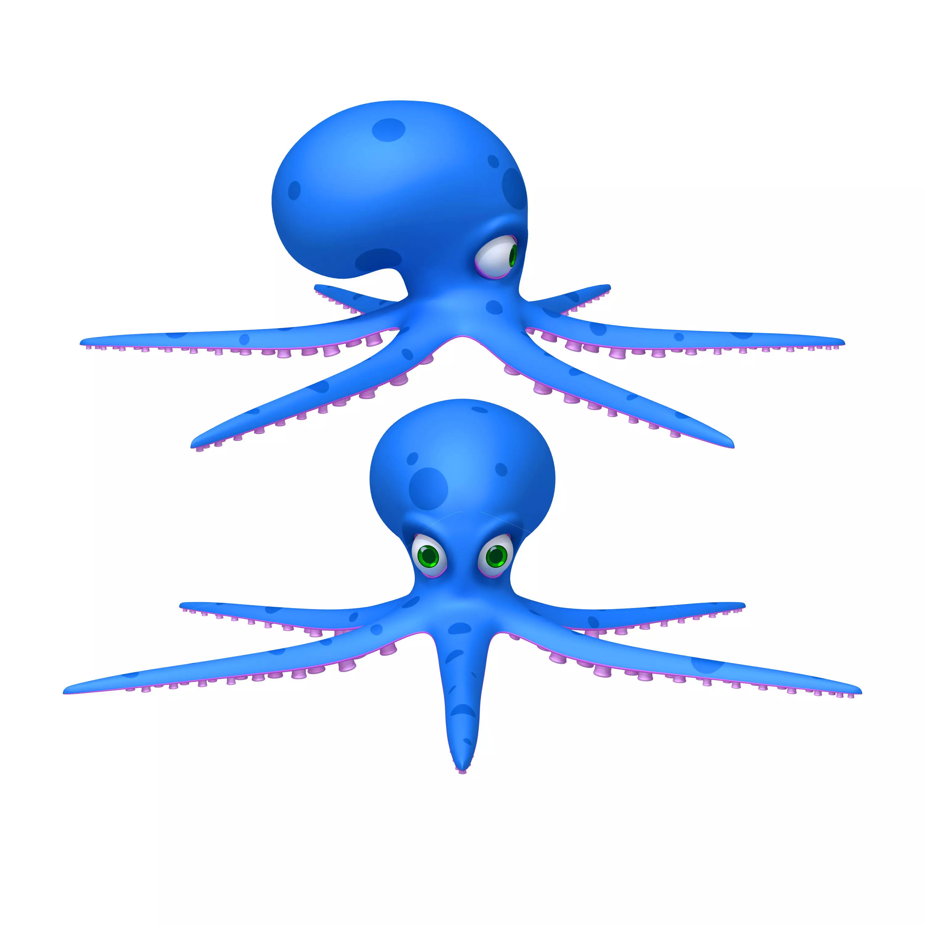 Octopus cartoon 03 3D model_0