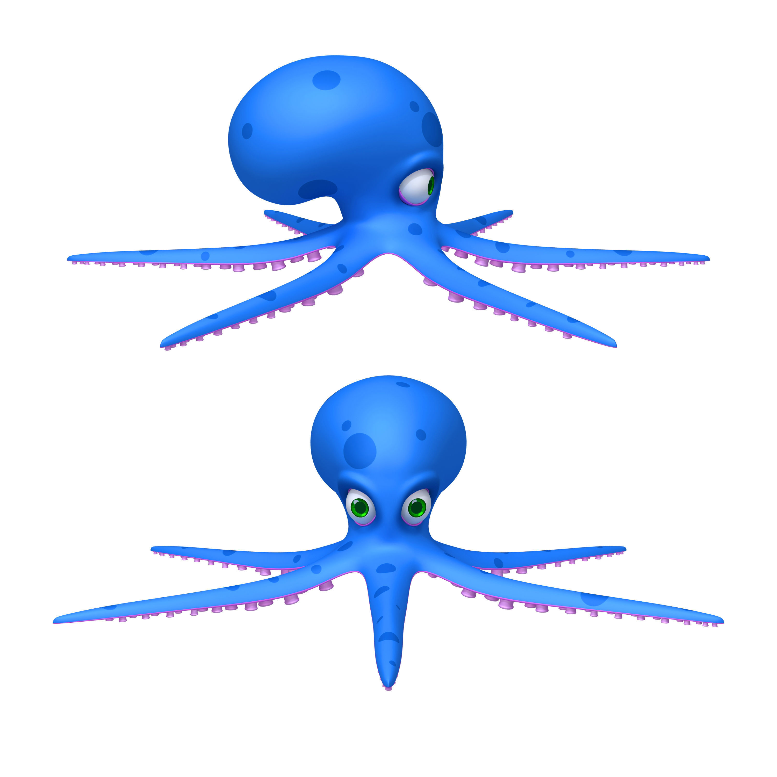 Octopus cartoon 03 3D model_1