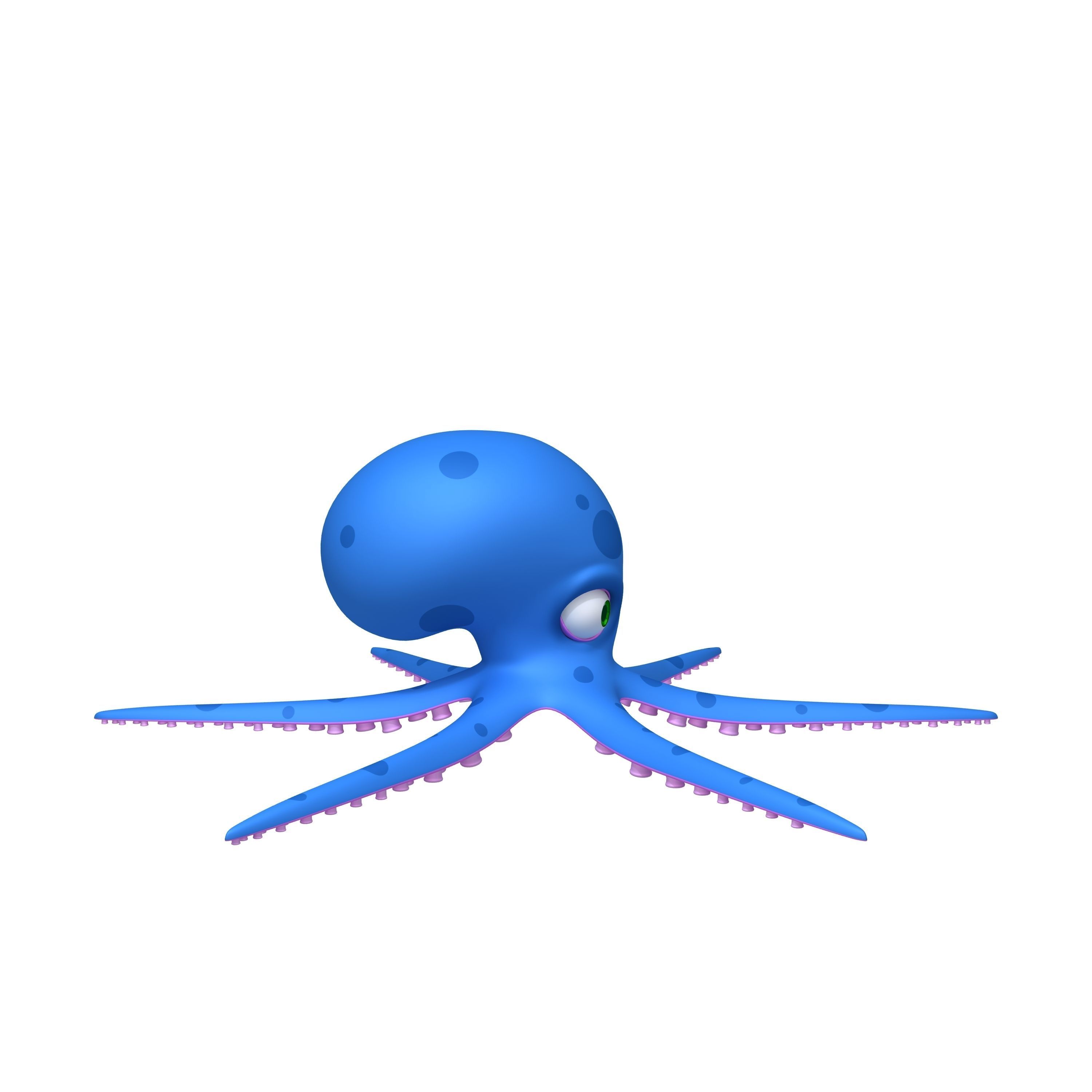 Octopus cartoon 03 3D model_9