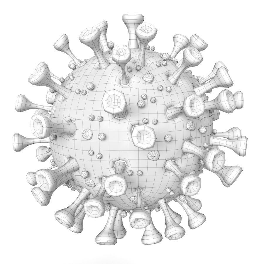 3D Coronavirus SARS-CoV-2 - Red Low-poly 3D model_8