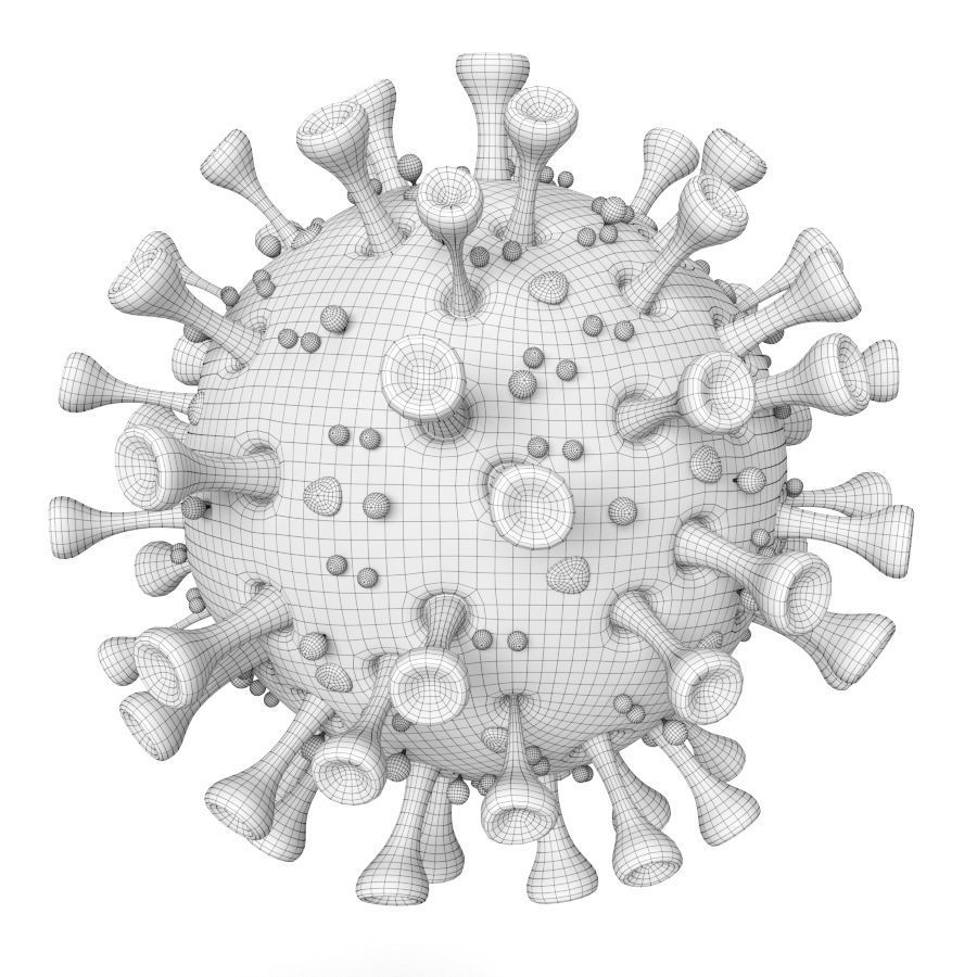 3D Coronavirus SARS-CoV-2 - Red Low-poly 3D model_9