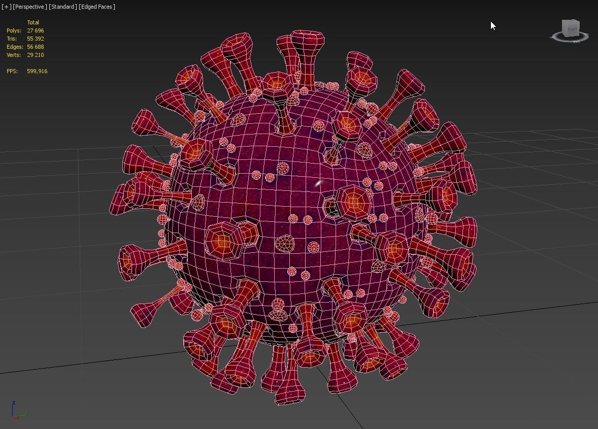 3D Coronavirus SARS-CoV-2 - Red Low-poly 3D model_15